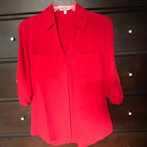 Express slim fit red portofino shirt